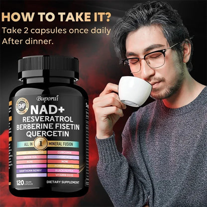 NAD Resveratrol Berberine - Improve Aging, Promotes Cardiovascular Health & Cell Health, Regulate MetabolismSupplement