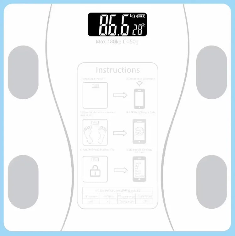 Digital Body Weight Scale Smart Wireless Fat Scale Bathroom Weight Scales for Body Composition Analyzer with Smartphone App