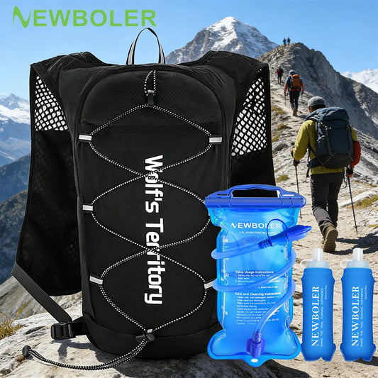 NEWBOLER Breathable Hydration Vest Trail Running Backpacks Lightweight Cycling Run Jogging Marathon Backpack Riding Climbing Bag