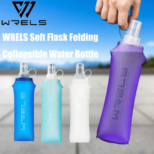 WRELS Soft Flask Folding Collapsible Water Bottle TPU BPA Free Outdoor Sport Running Cycling Hydration Portable Water Bottle