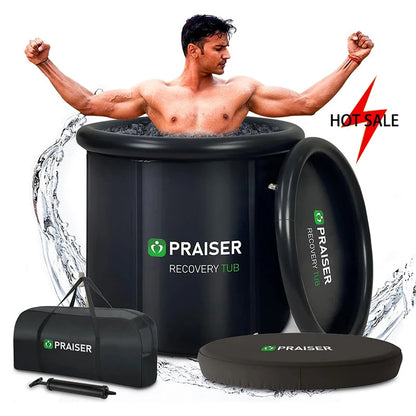 Inflat Adult Black Luxury Folding Ice Bath Cold Plunge Barrel Inflatable Hot Tub Outdoor Portable Bathtub Spa Tubs Sauna Rooms