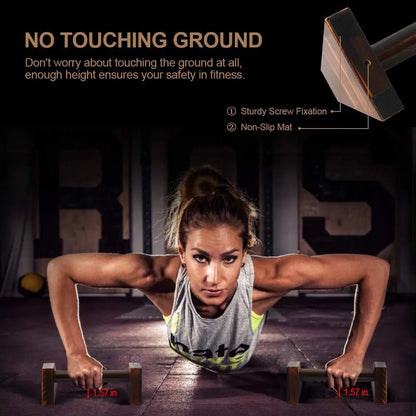 25cm/50cm Push Up Stand with 1 Pair of Wooden Push Up Poles and Anti Slip Base for Home Exercise Equipment Strength Training