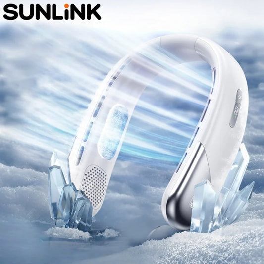 1pc Portable Neck Fan Digital Display Bladeless Hanging Neck Cooler Type-C Rechargeable Air Cooler for Summer Outdoor Sports