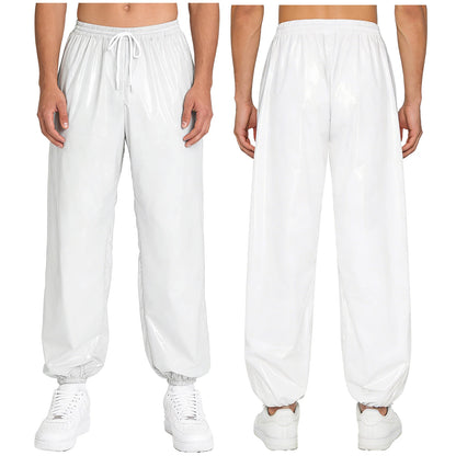Mens Athletic Joggers Waterproof Costume Drawstring Elastic Waist Side Pockets Track Pants for Workout Gym Daily Casual Wear