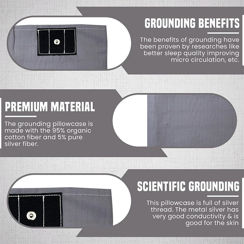 1PCS Grounding Pillowcase Earthing Pillowcase with Cord 95% Cotton And 5% Soft Silver Thread for Healing Sleep Nature Wellness
