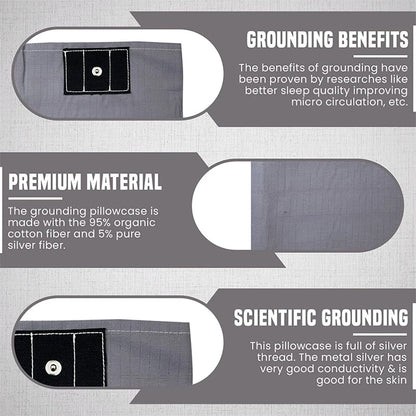 1PCS Grounding Pillowcase Earthing Pillowcase with Cord 95% Cotton And 5% Soft Silver Thread for Healing Sleep Nature Wellness