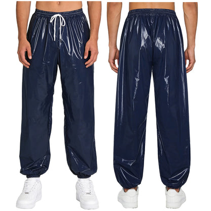 Mens Athletic Joggers Waterproof Costume Drawstring Elastic Waist Side Pockets Track Pants for Workout Gym Daily Casual Wear