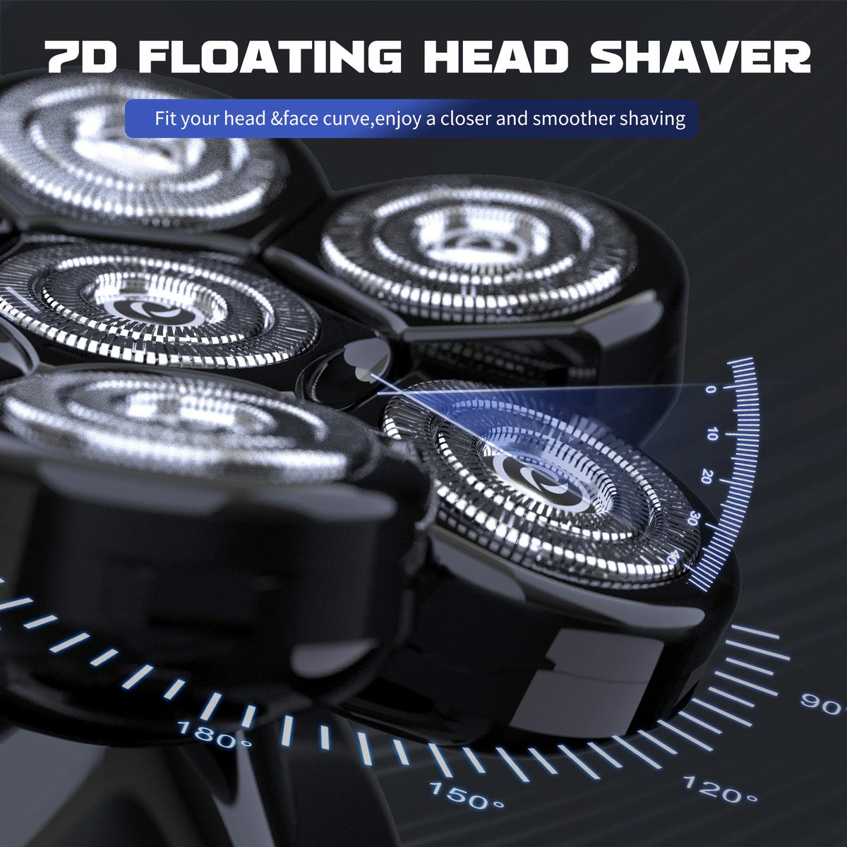 SEJOY Multifunctional 7D Head Shavers for Bald Men 6-in-1 Electric Razor with Nose Hair Trimmer Waterproof Mens Grooming Kit
