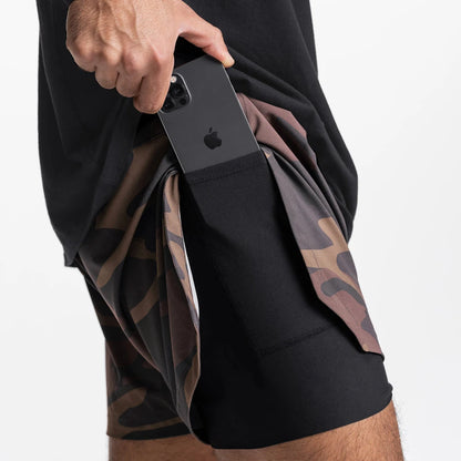 Mens 2 IN 1 Fitness Shorts Breathable Jogger Shorts Nylon Soft Gym Bodybuilding Huge Running Shorts with Phone Pocket Plus Size