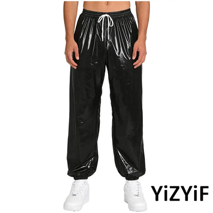 Mens Athletic Joggers Waterproof Costume Drawstring Elastic Waist Side Pockets Track Pants for Workout Gym Daily Casual Wear