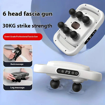 6-Head Deep Tissue Massage Gun, 9 Modes 9 Speeds, Muscle Relaxation, 2000mAh Rechargeable Quiet Motor