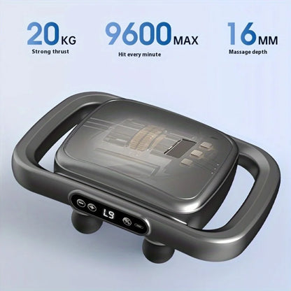 6-Head Deep Tissue Massage Gun, 9 Modes 9 Speeds, Muscle Relaxation, 2000mAh Rechargeable Quiet Motor