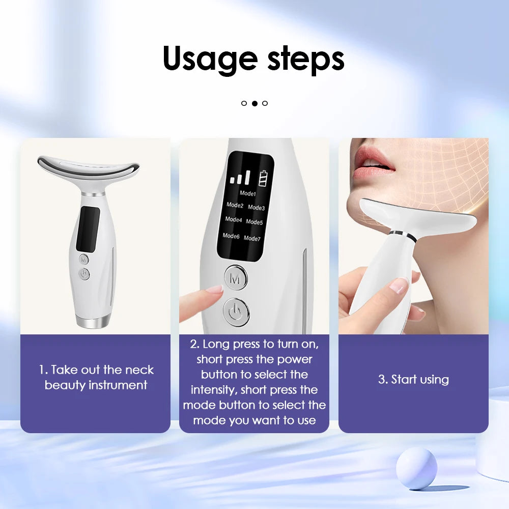 Neck Face Beauty Device Vibration Massage Personal Care Tools Improve Neck Lines Home Use Face Lifting Machine 7 Modes 3 Levels