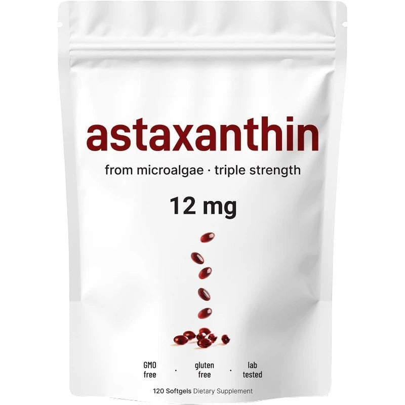 Astaxanthin 12mg Softgels 120 Capsules, Microalgae Astaxanthin with MCT Oil, Antioxidant Daily Wellness Supplement