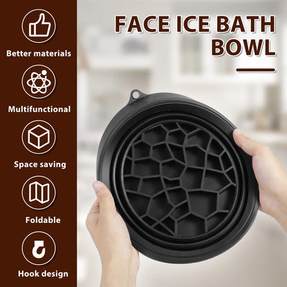 Foldable Face Ice Bath Bowl Facials Plunge Washbasin Silicone Portable Travel Home Skincare Ice Facials Bath