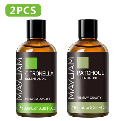 100ML Pure Plant Essential Oil Mint Bergamot Patchouli Citronella Lemongrass Chamomile Cedarwood For Reed Diffuser Humidifier