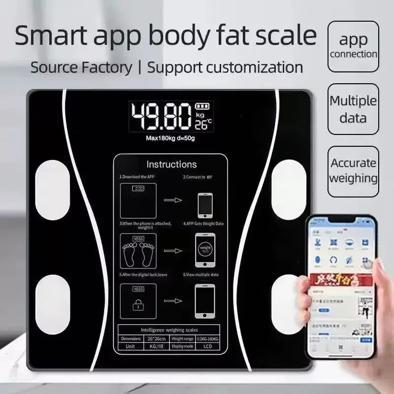 Digital Body Weight Scale Smart Wireless Fat Scale Bathroom Weight Scales for Body Composition Analyzer with Smartphone App